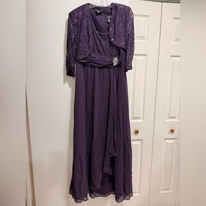 R&M Richards Deep Purple Dress with Sequined Detail